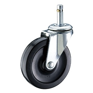 Roulettes à tige à anneau de friction de 3" x 13/16" avec roues en caoutchouc souple