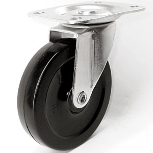4" x 7/8" Vrtljiva zgornja plošča s kolesi s mehkim gumijastim obročem