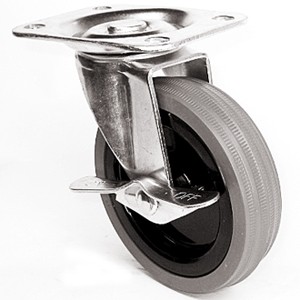 Roulettes pivotantes de plaque supérieure de 4" x 15/16" avec roues en caoutchouc gris
