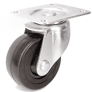 3" x 1-1/4" Swivel Top Plate Casters With Hard Rubber Wheels - 3" x 1-1/4" Swivel Top Plate Casters With Hard Rubber Wheels