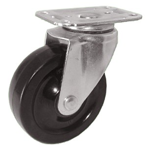 4" x 1-1/4" Swivel Top Plate Casters na may Soft Rubber Wheels