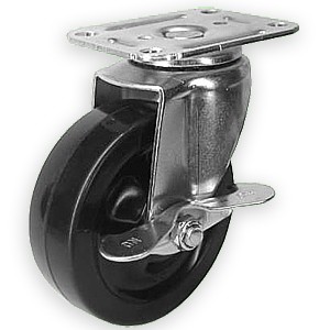4" x 1-1/4" Swivel Top Plate Casters na may Hard Rubber Wheels