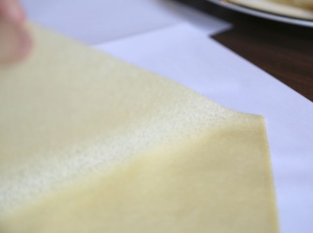A wrapper with semi-transparent texture