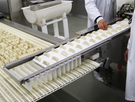 Dumplings could remain upright on conveyor after adjusting AFD-888 and steamer conveyor in height.