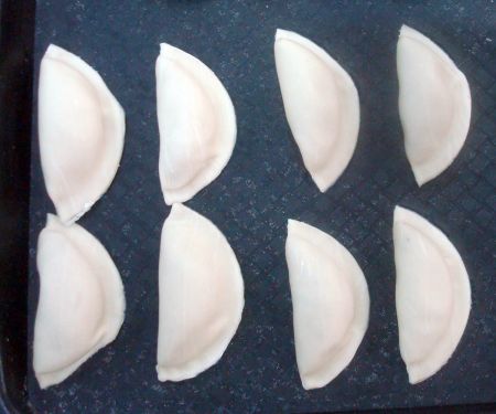Dumplings feitos com forma perfeita