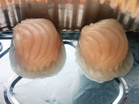 Afgewerkte garnalen dumplings voor vliegtuigmaaltijden.