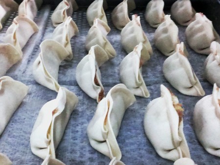 De vulling van de Gyoza barst uit de wrapper