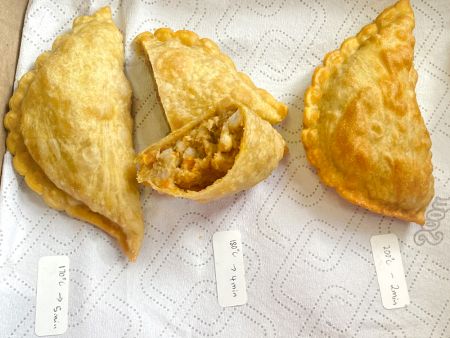 Testet med forskellige olie temperaturer og stegetider