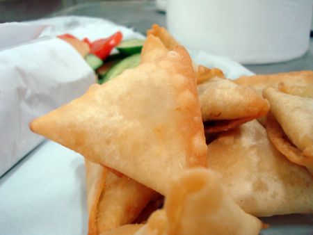 The Wrappers are filled and handmade to make delicious Samosas
