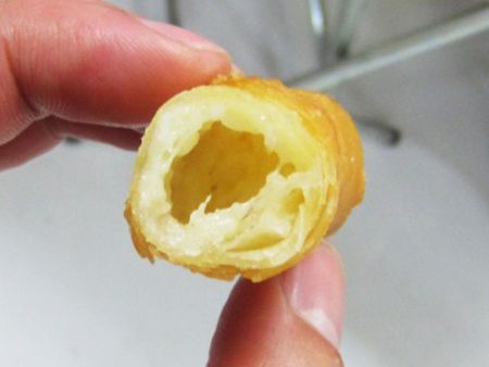 The cheese spring roll’s texture is exactly what the client desired