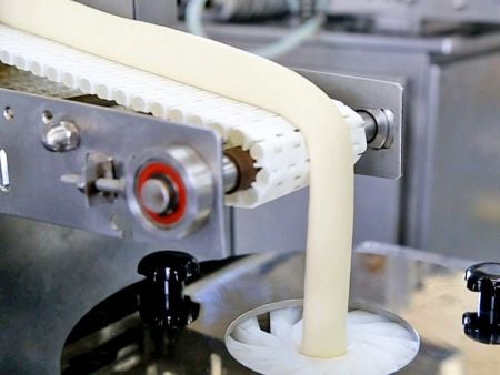 The filled dough is fed into the forming mold which will be divided, and the process creates zero waste