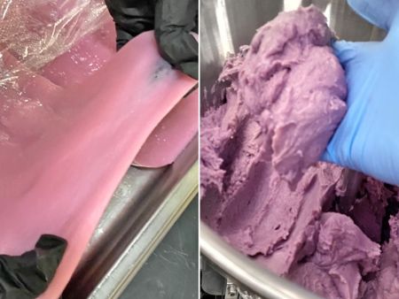 Produk kedua - Taro Mochi, adonan Mochi diwarnai dengan jus bit