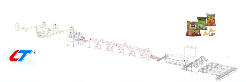 Linha automática de produção de salgadinhos de macarrão - | Equipamento automático para produção de salgadinhos de macarrão