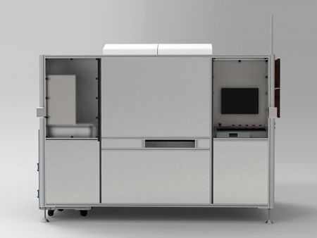 Sistema de micrograbado láser para películas gruesas. - Sistema de acabado láser invertido de alta precisión patentado con potente eliminación de polvo mediante aspiración.
