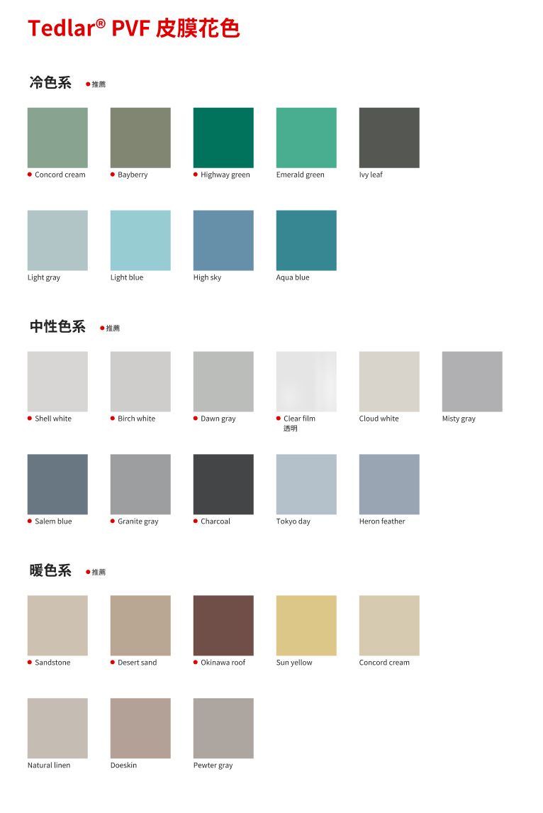 PVF户外皮膜对色表