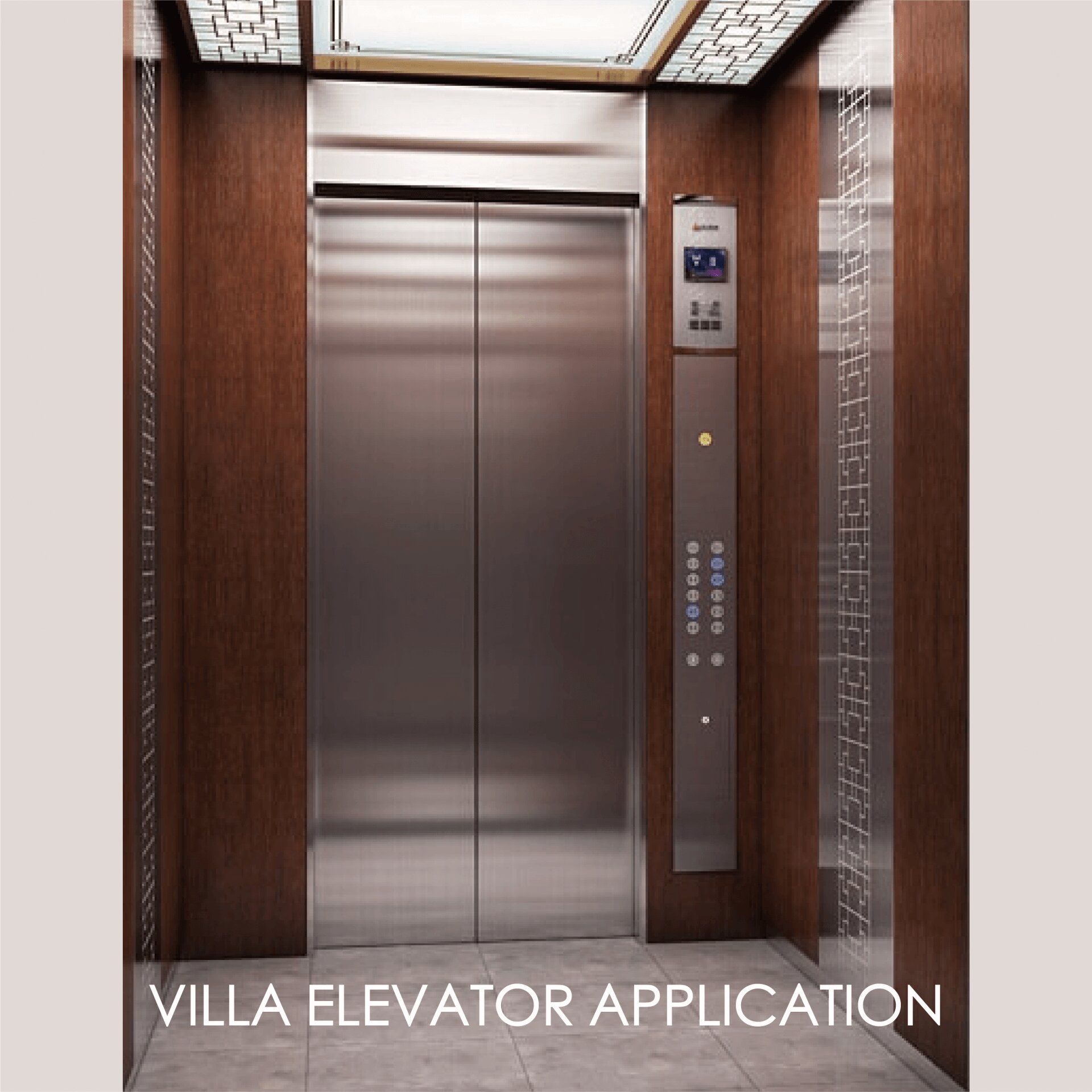 El uso de metal laminado para decorar el panel de la puerta del ascensor y el espacio interior puede crear estética y durabilidad.