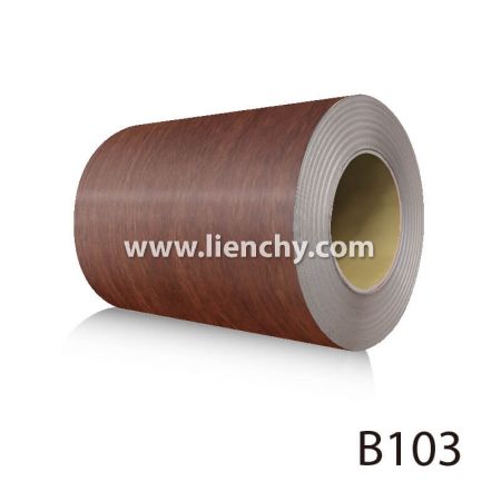 Bobine de métal pré-revêtu PVC grain bois de séquoia rouge
