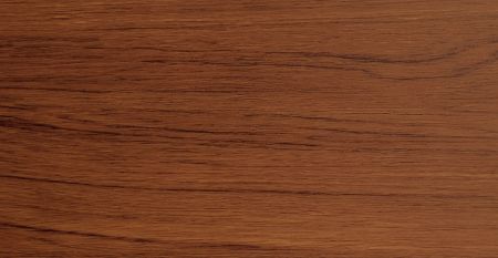 Textured Walnut Grain PVC Film Laminated Metal - Textured Walnut Grain PVC laminated metal panel with a warm brown tone and distinct, refined linear grain pattern.