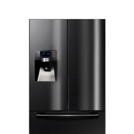 Smart kjøleskap som bruker trendy svart anti-fingerprint rustfritt stål som overflatepynt