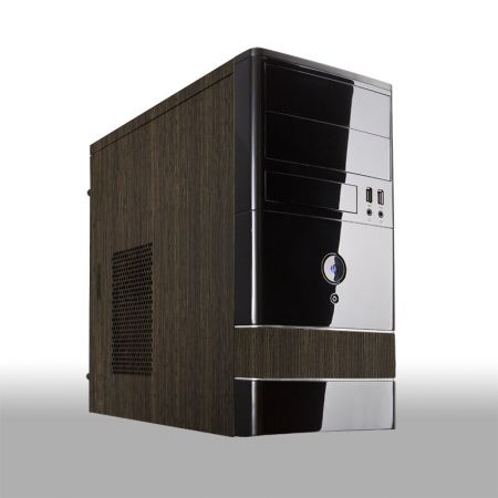 Computer case decorated with wooden series laminated metal plate