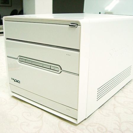 Mini PC case decorated with plain series laminated metal plate