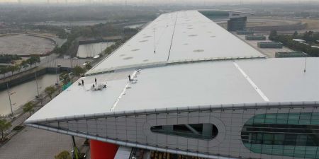 Racing track using PVF laminated metal to decorate the roof