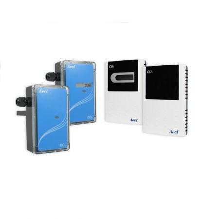 Transmitter CO2, suhu, dan kelembapan 3-in-1 - Transmitter suhu dan kelembapan Karbon Dioksida (CO2) ruangan, pemasangan dinding, saluran dengan output RS485 Modbus RTU