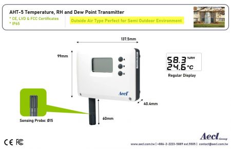 Outside air RH and temperature transmitter