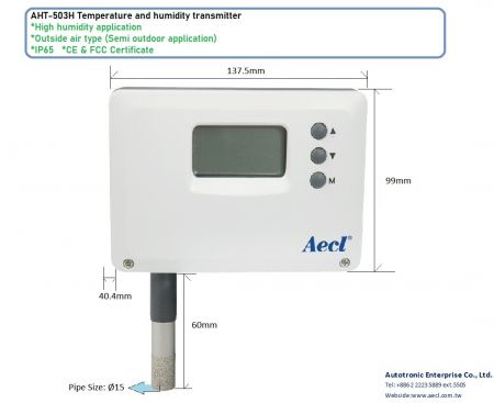 Transmetteur de température et d'humidité de l'air extérieur pour une humidité élevée