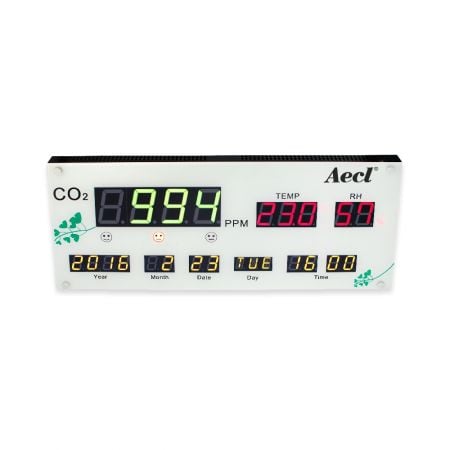 CO2, Temperature and RH Display - Wall-mount CO2, temperature and humidity display with RS485 signal output and three relays