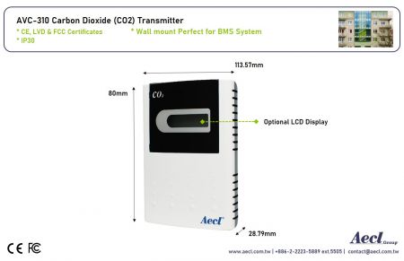 Transmisor de CO2 montado en pared