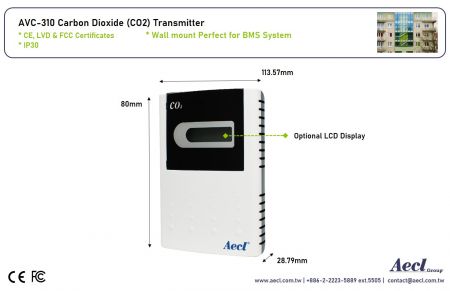 Transmissor de CO2 para montagem em parede