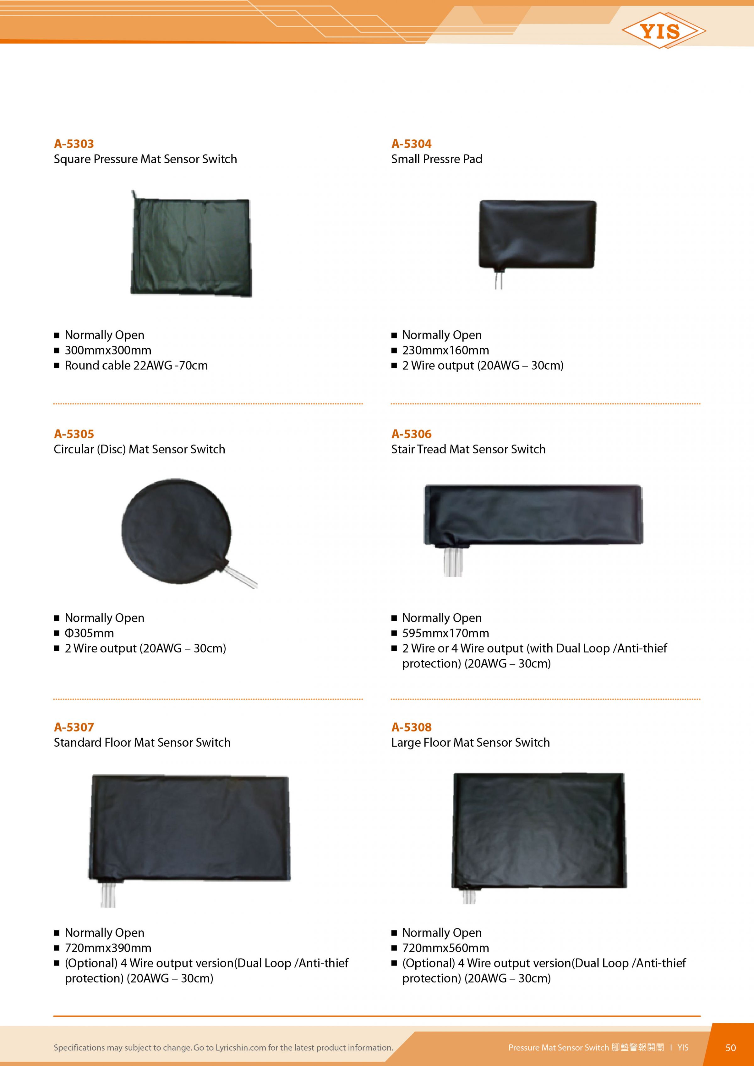 Sensor Mat Switch YIS Switch Catalogue | Over 20 Years Marine Electrical Products ...