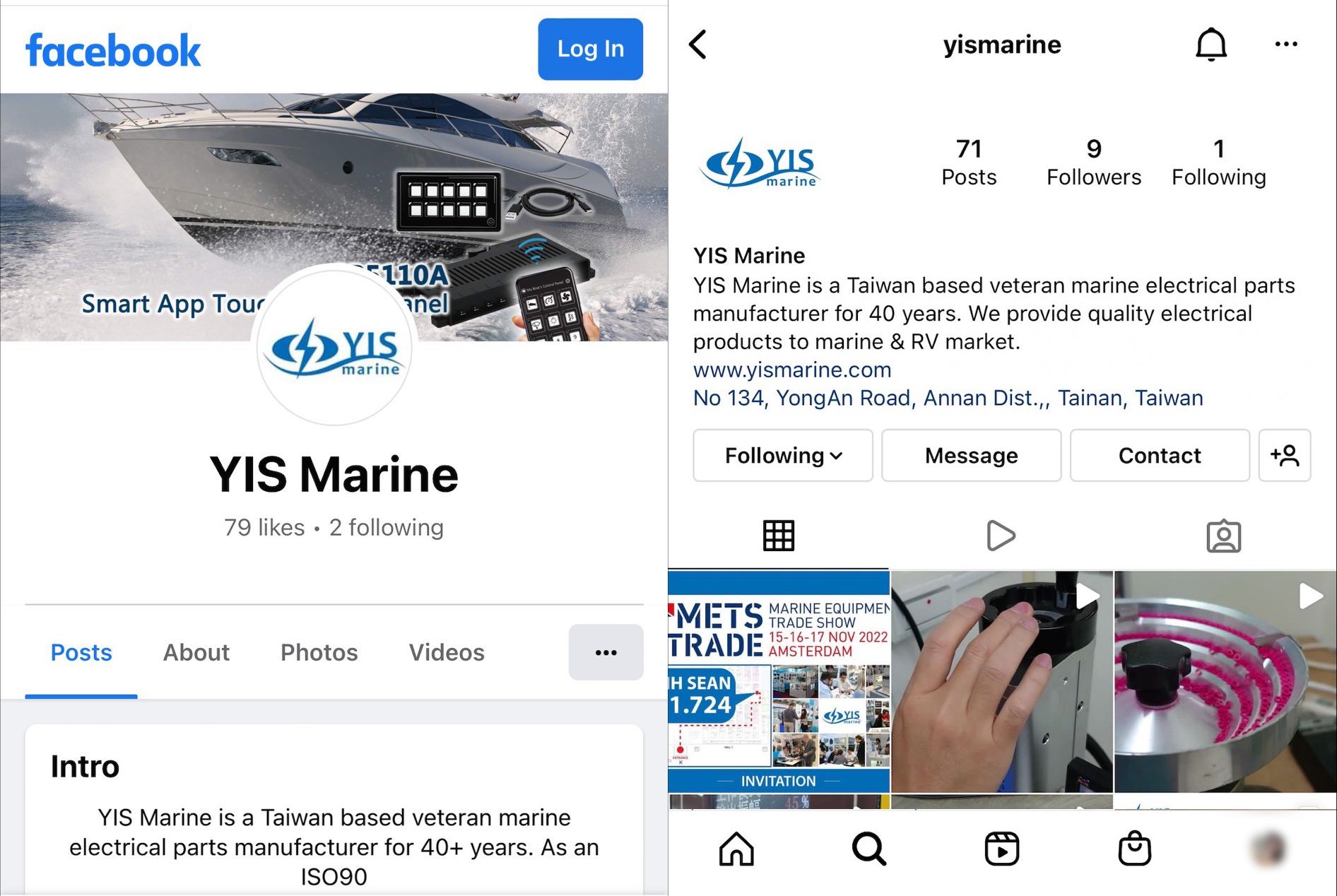 YIS MarineのFacebookページとInstagramがオンラインになりました