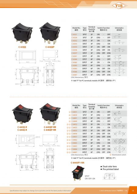 C-63/C-64 Rocker Switch