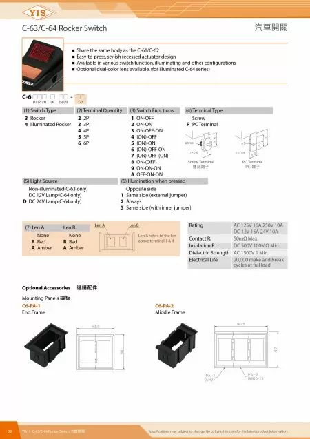 C-63/C-64 Rocker Switch