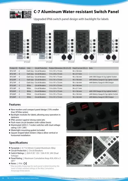 C-7 Aluminum Water-Resistant Switch Panel