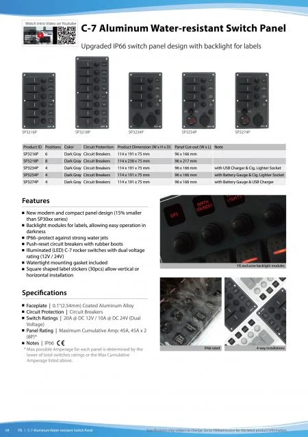 C-7 Aluminum Water-Resistant Switch Panel