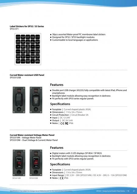 SP3331 1 Gang Curved Switch Panel Series