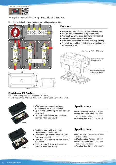 Heavy Duty Modular Design Fuse Block & Bus Bars