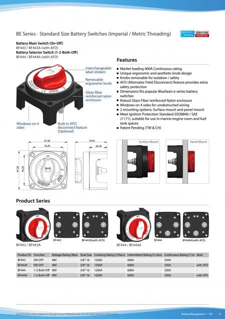 Standard Size Battery Switches