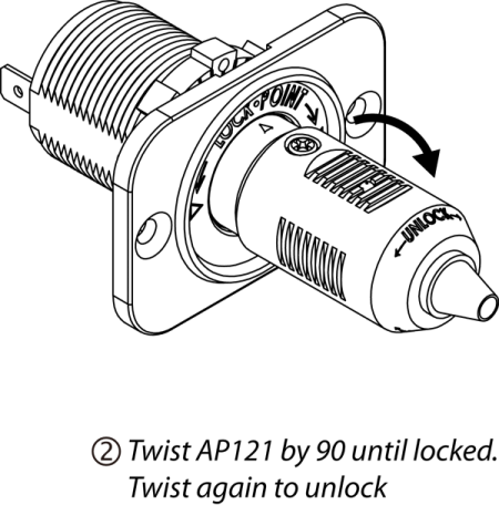 "Twist & Lock" när den används med AS212