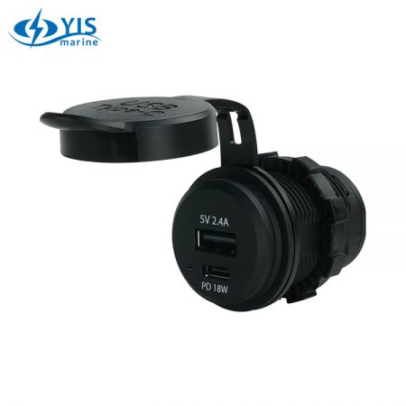 PD (Power Delivery) 18W USB 1A+1C Laddare - Typ C-port - PD 18W