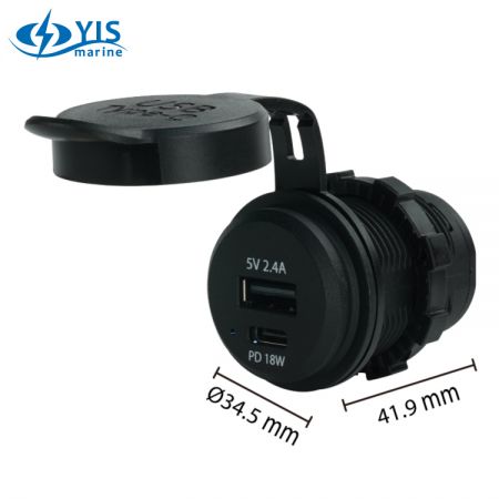 PD 18W USB 1A+1C Charger- Size