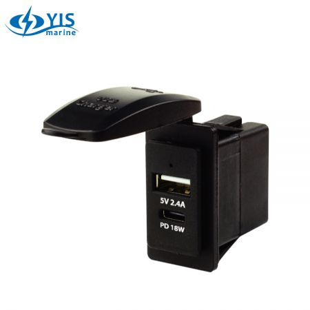 Carregador USB 1A+1C PD 18W para Montagem em Interruptor