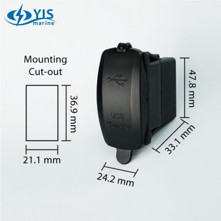 Caricabatterie USB Type-C da 18W con montaggio Switch - Dimensioni