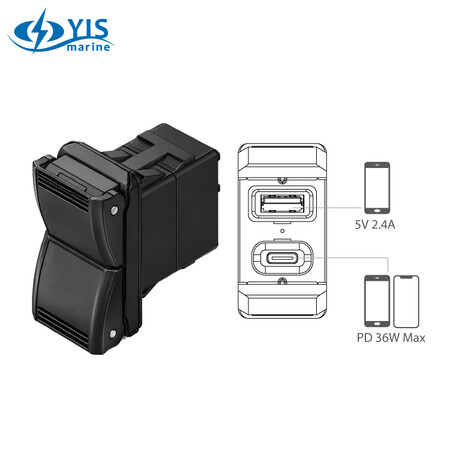 PD36W Dual Flap USB Type A +Type C Chargers
