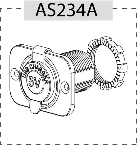 AS234 med platt panel, skruvmutter och skyddskåpa