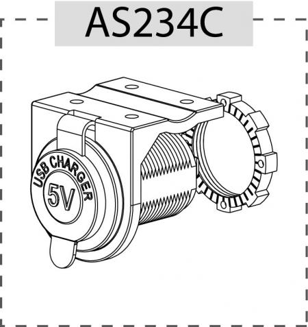 AS234 met L-paneel, schroefmoer en afdekkap
