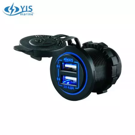 Dubbel USB-laddarsockel - AS234-3.1LRA-A marin USB-laddarkontakt (2 portar)